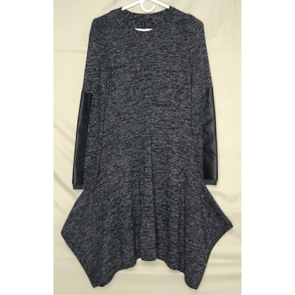 BCBGmaxazria Dahnya Wool Blend Knit Sweater Dress Faux Leather Sleeve Women's XS